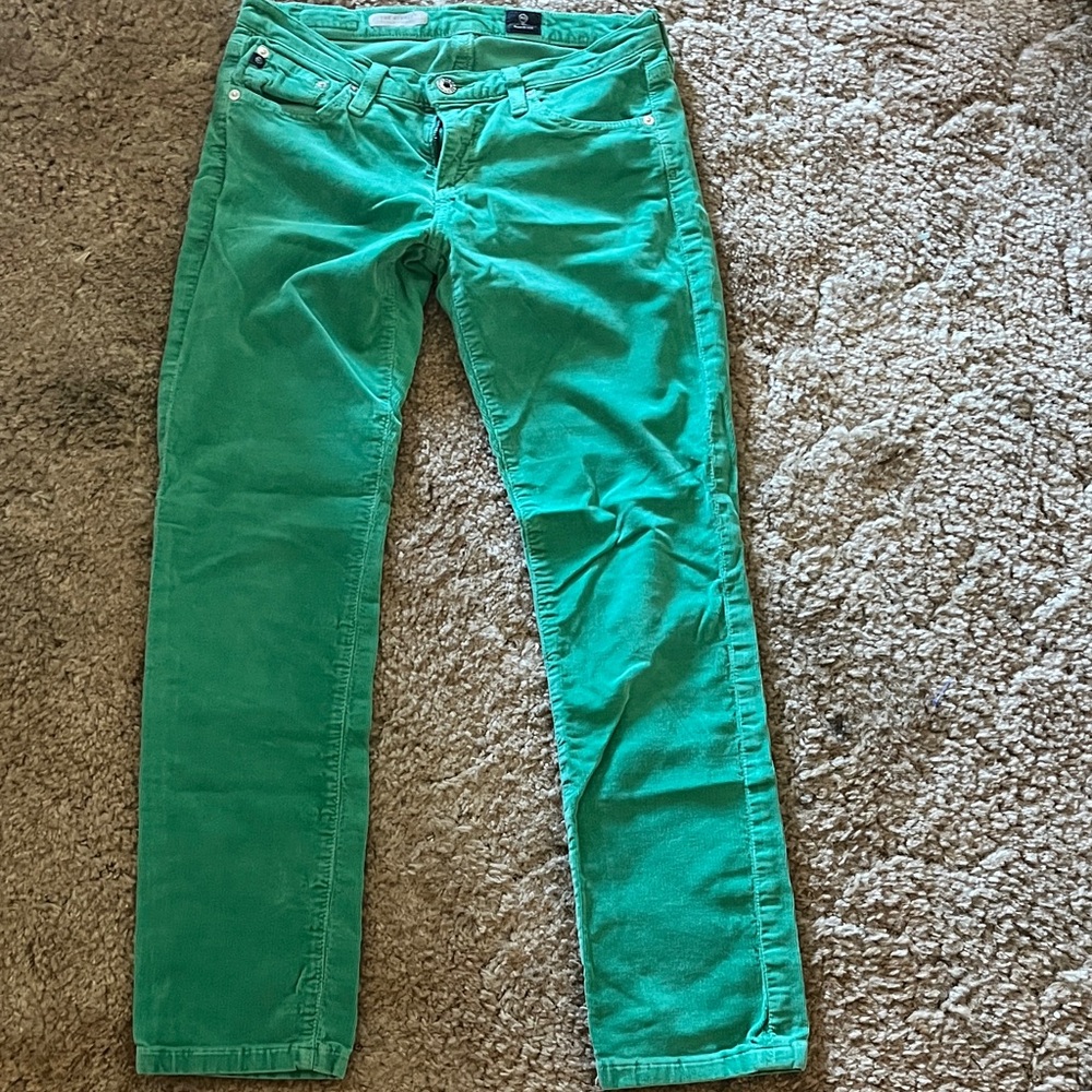 AG Adriano Goldschmied Green Straight Leg Pants
